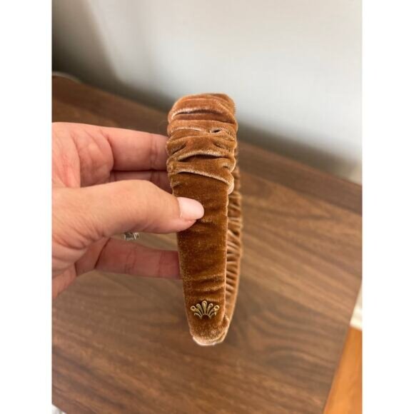 NEW Lele Sadoughi Copper Velvet Kelly Ruched Headband Brown Women's One Size - Picture 4 of 7